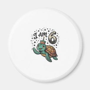 Cute Sea Turtle 6th Birthday Vintage Shirt Design_ Magnet