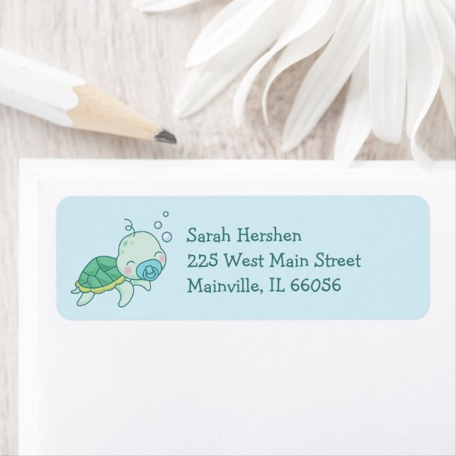 Cute Sea Turtle Baby Shower Kawaii Blue Boy (Insitu)