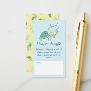 Cute Sea Turtle Baby Shower Kawaii Diaper Raffle Enclosure Card