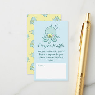 Cute Sea Turtle Baby Shower Kawaii Diaper Raffle Enclosure Card