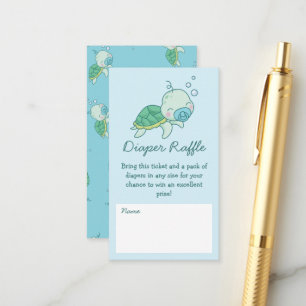 Cute Sea Turtle Baby Shower Kawaii Diaper Raffle Enclosure Card