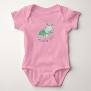 Cute Sea Turtle Baby Shower Kawaii Pink Girl Bodysuit