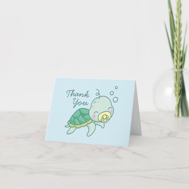 Cute Sea Turtle Baby Shower Kawaii Thank You (Front)