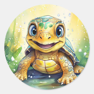 Cute Sea Turtle Classic Round Sticker