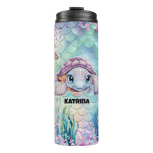 Cute Sea Turtle Customizable Name  Thermal Tumbler