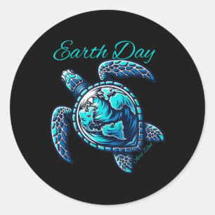 Cute Sea Turtle Earth Day 2025 Kidstoddler Classic Round Sticker