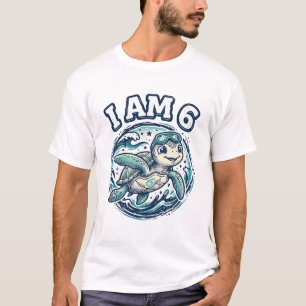 Cute Sea Turtle I Am 6 Birthday Vintage Shirt Desi