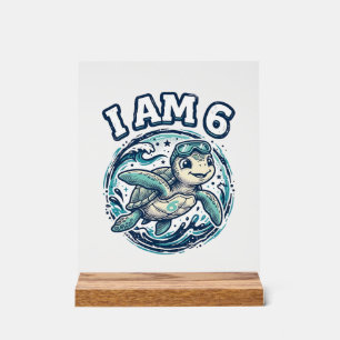 Cute Sea Turtle I Am 6 Birthday Vintage Shirt Desi Acrylic Sign