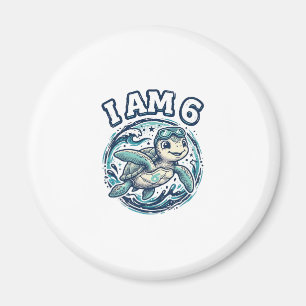Cute Sea Turtle I Am 6 Birthday Vintage Shirt Desi Magnet