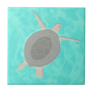 Cute Sea Turtle in Ocean Tile