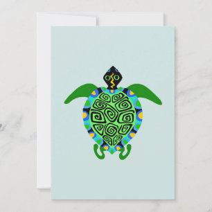 Cute Sea TURTLE - Marine wildlife - Sea spray - Holiday Card