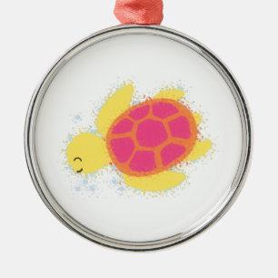 Cute Sea Turtle Metal Ornament