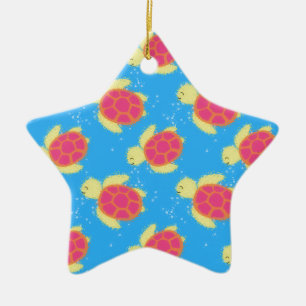 Cute Sea Turtle Pattern Ceramic Ornament