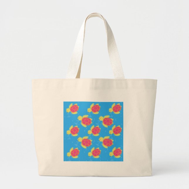 Cute Sea Turtle Pattern Large Tote Bag (Front)