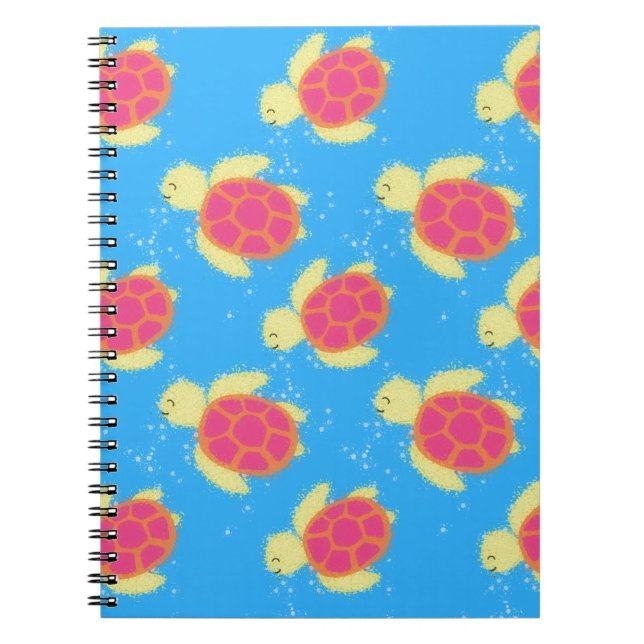 Cute Sea Turtle Pattern Notebook (Front)