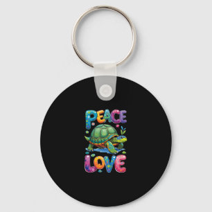 Cute Sea Turtle Peace Love Turtles Beach Summer Va Keychain