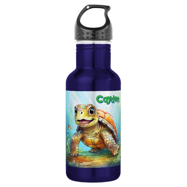 Cute Sea Turtle Personalized 532 Ml Water Bottle (Front)