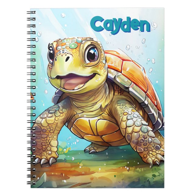 Cute Sea Turtle Personalized Notebook (Front)