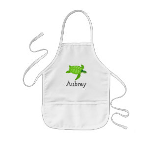 Cute sea turtle personalized with childs name kids apron