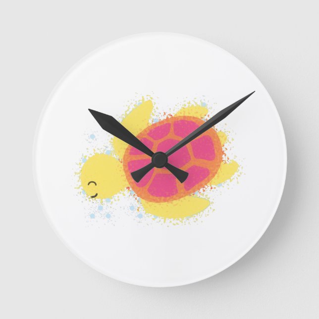 Cute Sea Turtle Round Clock (Front)