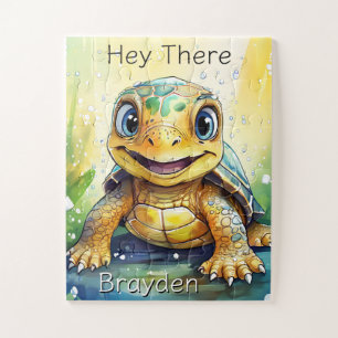 Cute Sea Turtle Under the Sea Personalized Jigsaw Puzzle