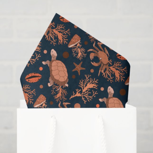 Cute sea turtles crabs patterb beach party tissue paper (Gift Bag)