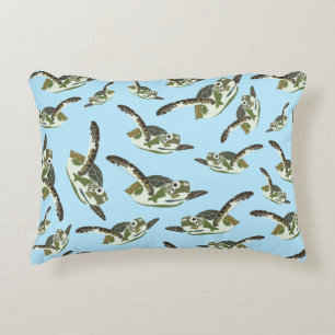 Cute Sea Turtles Pattern Accent Pillow