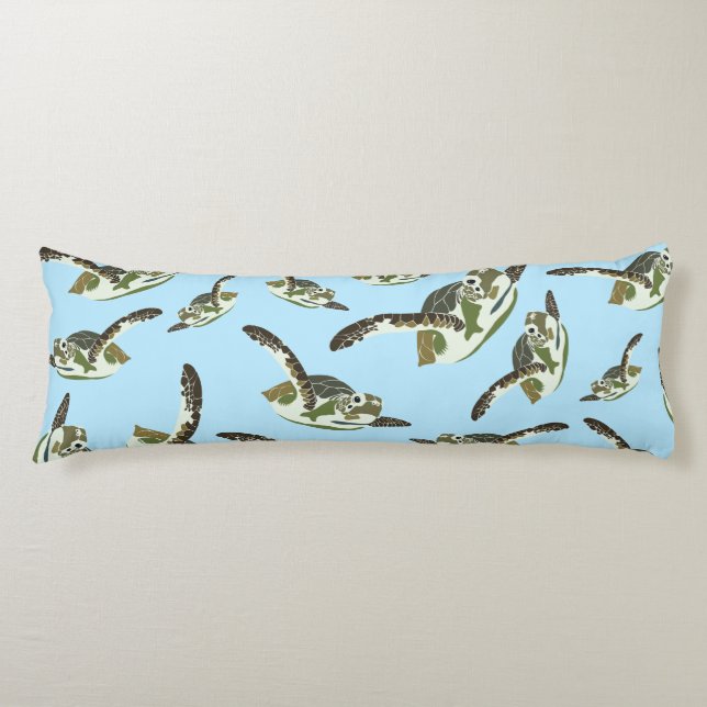 Cute Sea Turtles Pattern Body Pillow (Front)