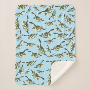Cute Sea Turtles Pattern Sherpa Blanket