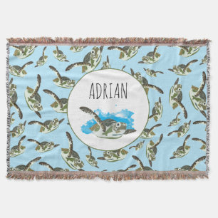 Cute Sea Turtles Pattern Throw Blanket