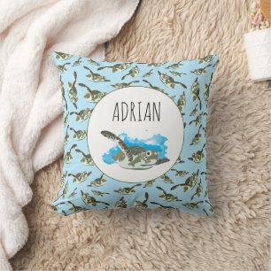 Cute Sea Turtles Pattern Throw Pillow