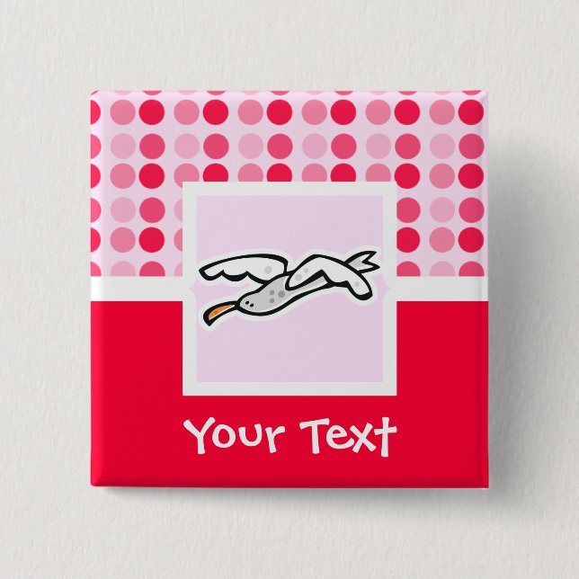 Cute Seagull 2 Inch Square Button (Front)