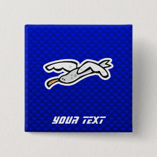 Cute Seagull; Blue 2 Inch Square Button