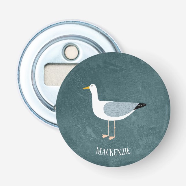 Cute Seagull Name Bottle Opener (Front)