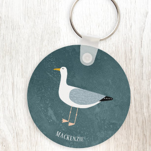 Cute Seagull Name Keychain