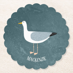 Cute Seagull Name Paper Coaster