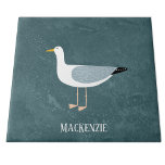 Cute Seagull Name Tile<br><div class="desc">A cheeky seagull standing by the ocean. Perfect for those who love sassy birds and the coast.
Customize it by changing or removing the name.</div>
