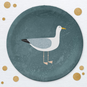 Cute Seagull Nautical Paper Plate