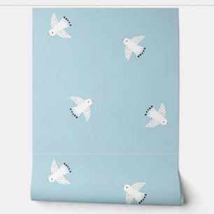 Cute Seagulls on light blue Wallpaper