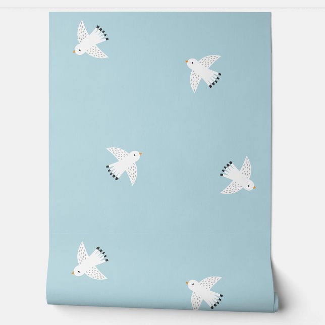 Cute Seagulls on light blue Wallpaper (Unrolling)