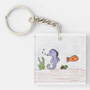 Cute Seahorse Acrylic Keychain