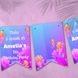 Cute Seahorse Birthday Party  Bunting Flags