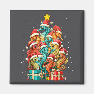 Cute Seahorse Le Sea Fish Christmas Tree Xmas Hat  Magnet