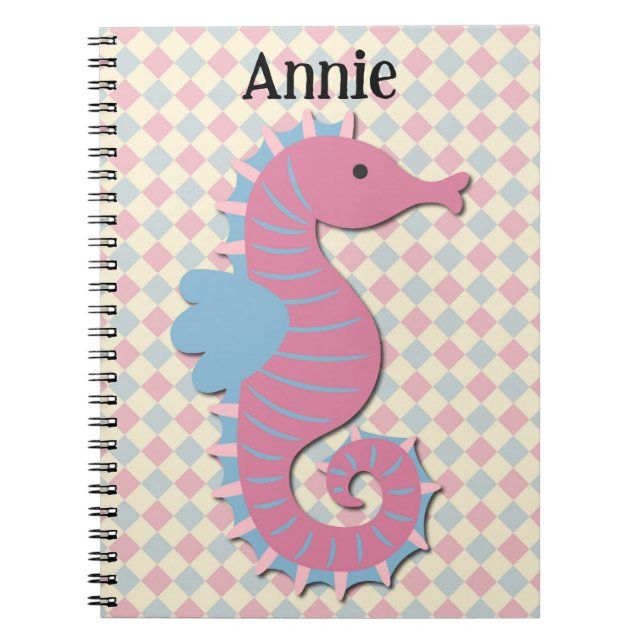 Cute Seahorse Nom personnel Carnet Journal (Devant)