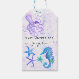 Cute Seahorse Octopus Starfish Beach Baby Shower Gift Tags