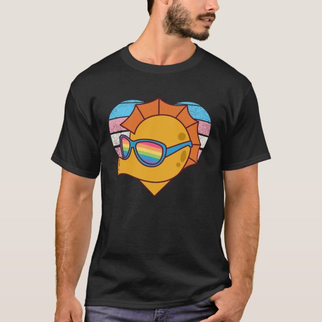 Cute Seahorse Pride Trans Flag Rainbow Sunglasses  T-Shirt (Front)