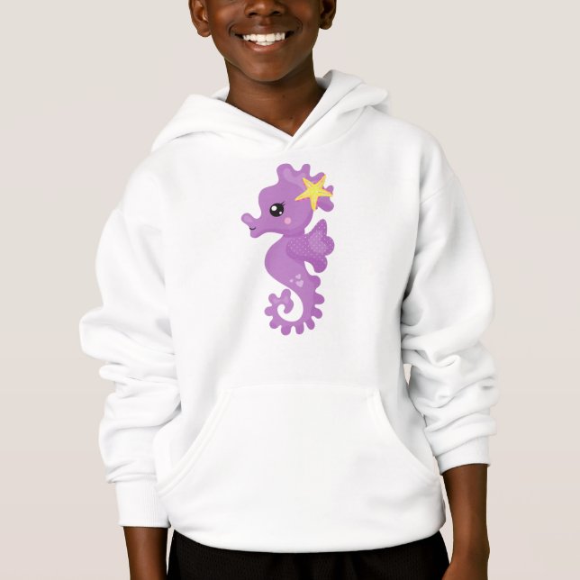 Cute Seahorse, Purple Seahorse, Starfish, Hearts (Front)