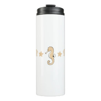 Cute seahorse, sea shells and starfish pattern thermal tumbler