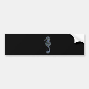 Cute Seahorse Tattoo In Blue and Grey Bumper Sticker