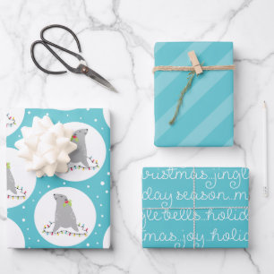 Cute Seal Christmas Wrapping Paper Sheets